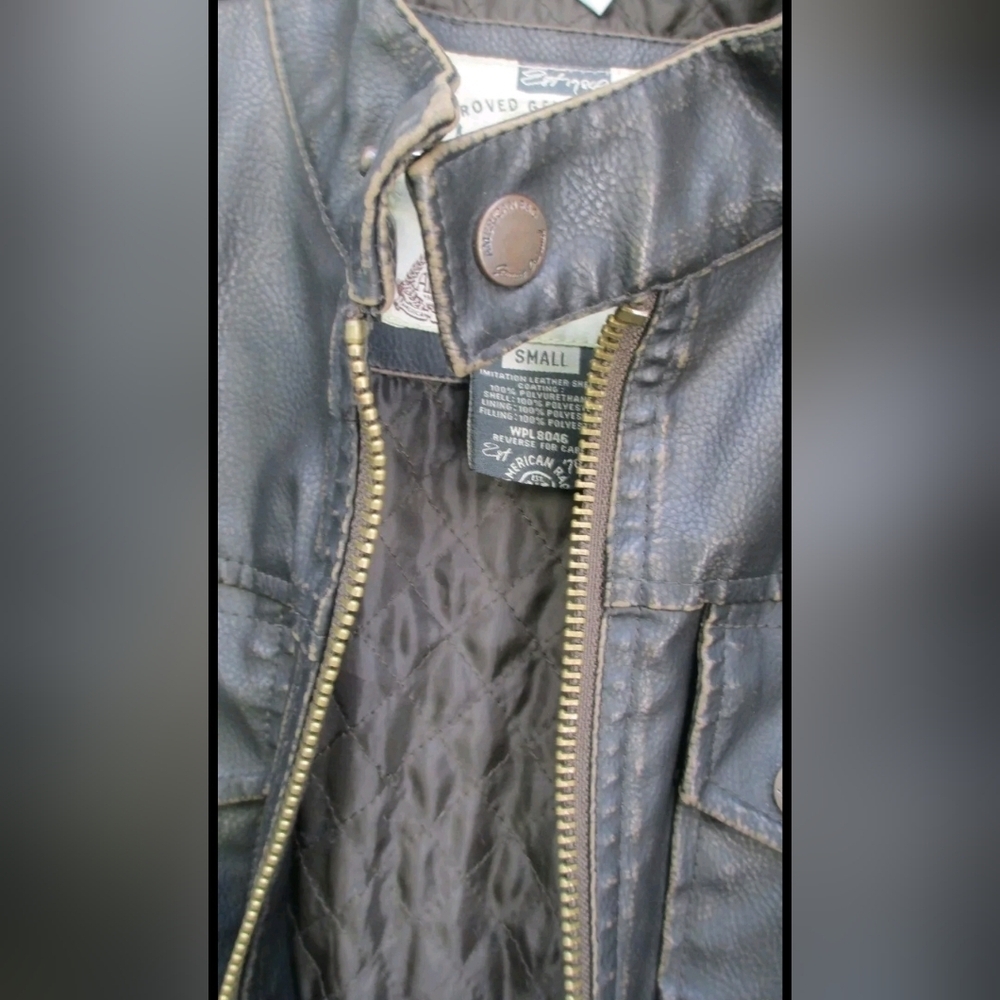 American Rag Jacket Men's Faux Leather Black Lined Motorcycle Size Small - Picture 7 of 15